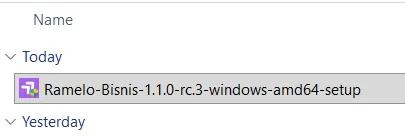 File installer Ramelo di folder Downloads